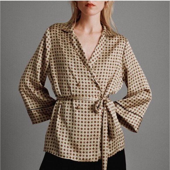 ZARA Printed Pajama Blouse Size XS NEW WITH TAG! - Picture 5 of 8